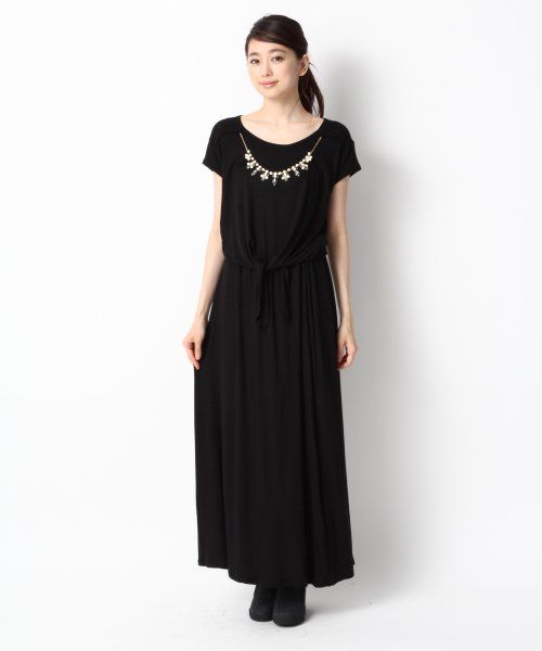 ビジューマキシワンピースショートスリーブ