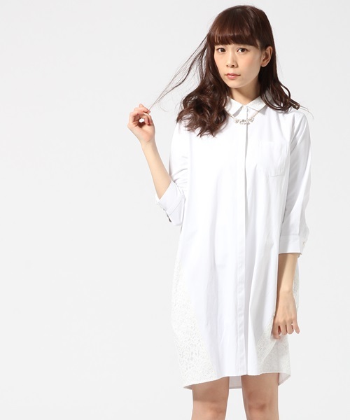 レースキリカエシャツワンピース7分袖