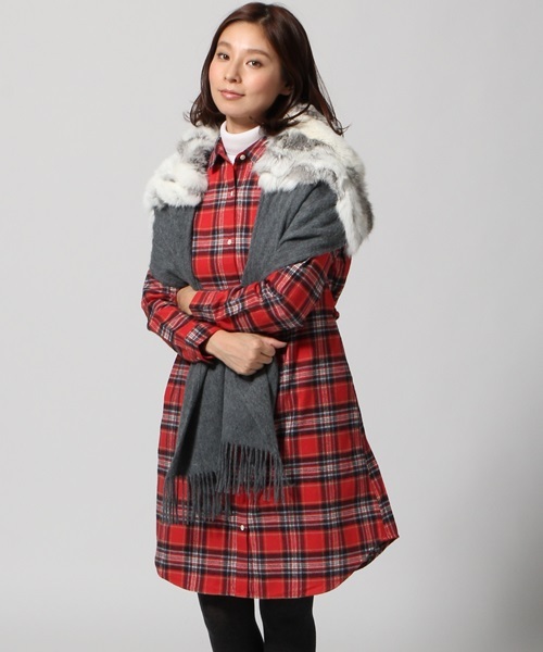 ネルチェックシャツワンピース