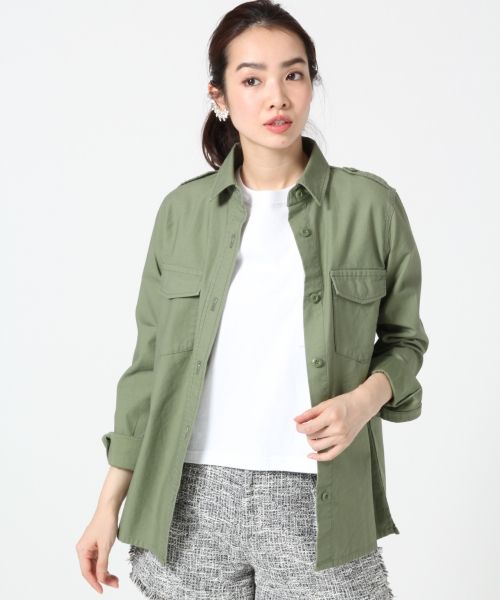 BサテンミリタリーシャツL/S