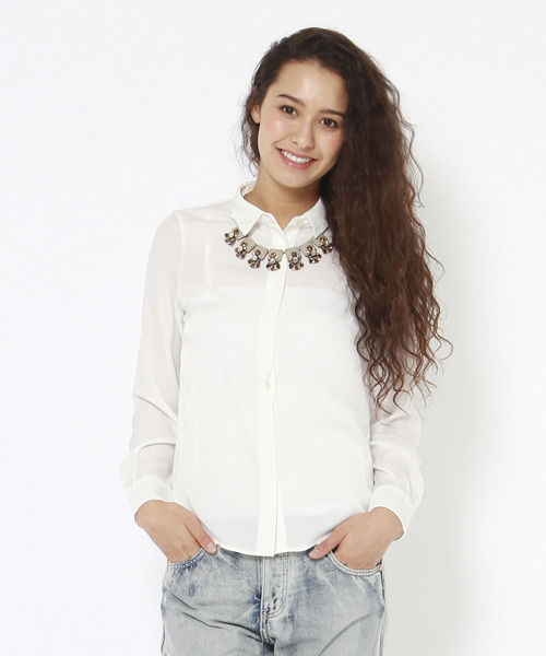 サテンデザインシャツ