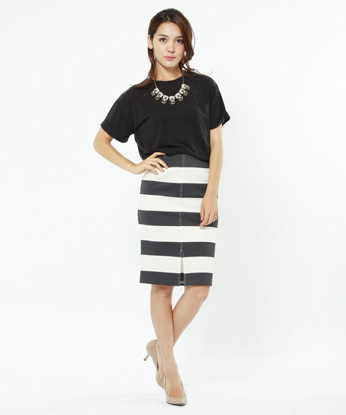 太ボーダータイトスカート