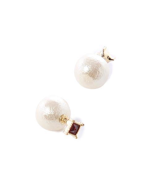 コットンパール+ビジューピアス