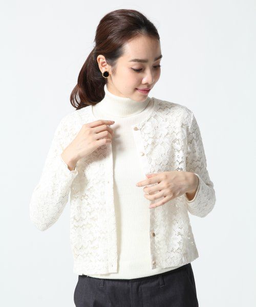 RNレースクルーネックカーディガン