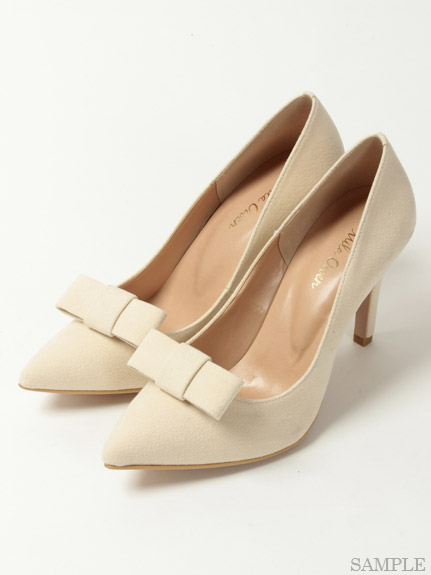 スウェードリボンパンプス