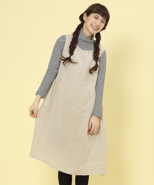 【1/16(金)再値下げ】ラスティックリネンピーチワンピース