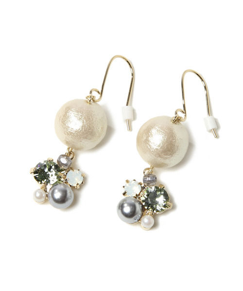 コットンパールドロップピアス