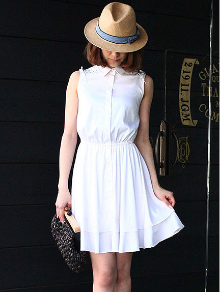 レースアップデザインシャツワンピース