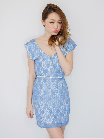 ベルトSETバックツイストレースワンピース