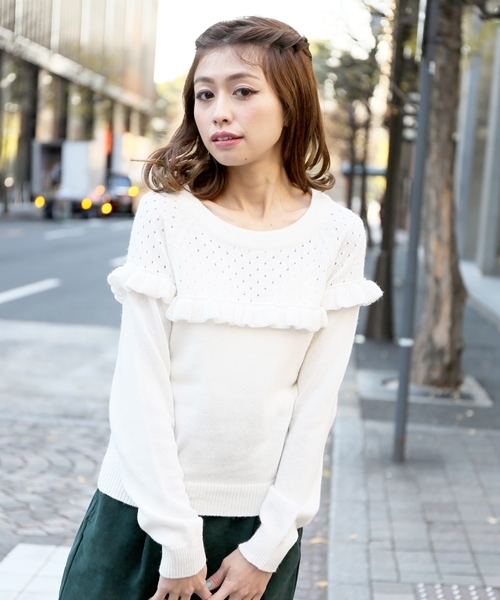 スカシチビフリルニットプルオーバー