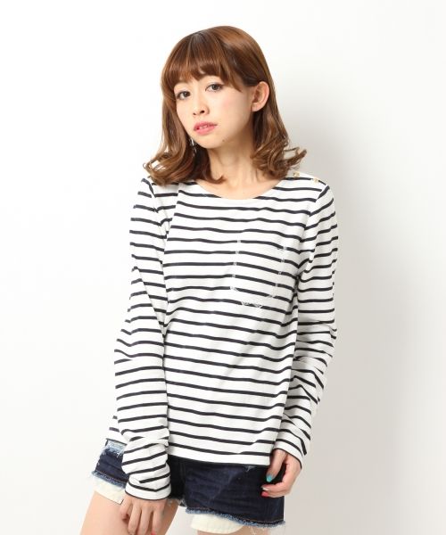 カタボタンボーダープルオーバー／Heather be