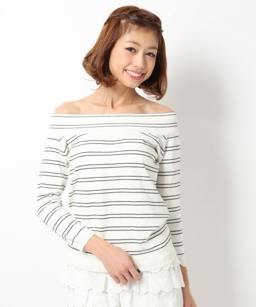 マルチボーダーオフショルニット7分袖