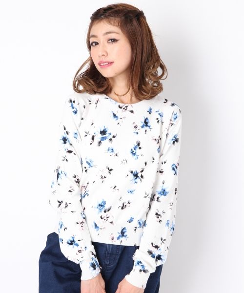 12Gフラワープリントニット