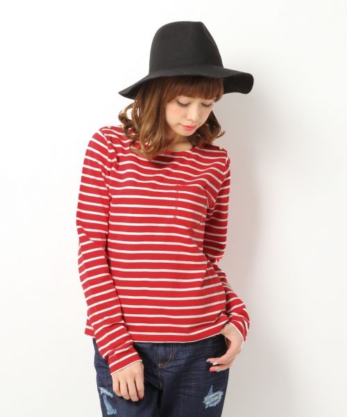 カタボタンボーダープルオーバー／Heather be