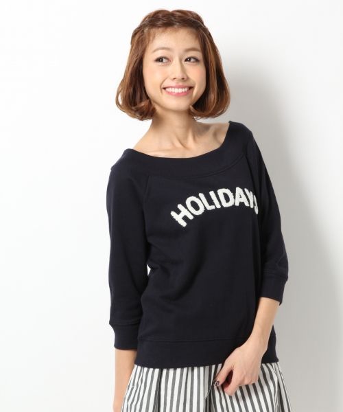 オフショルロゴウラケプルオーバー7分袖