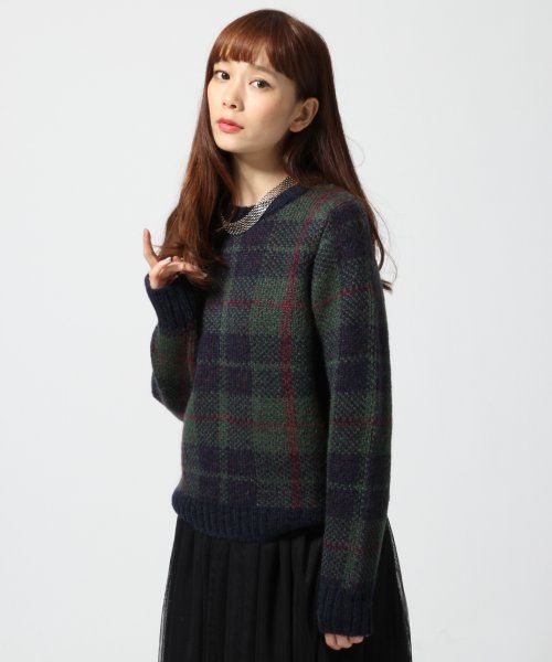 モヘアチェックガラニットプルオーバー