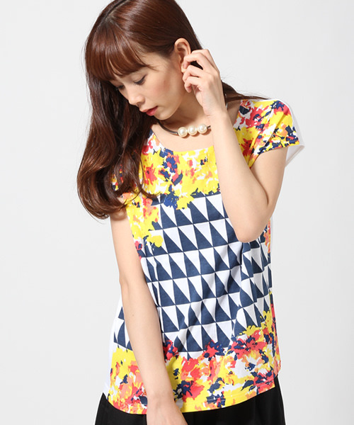 MIXフラワープリントTEE