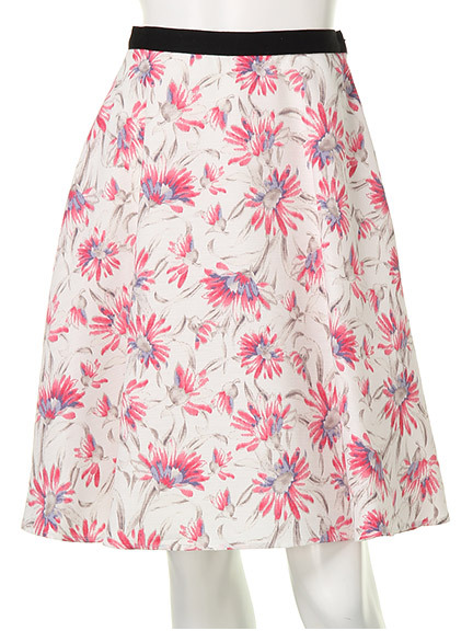 ウォーターカラーフラワーフレアスカート