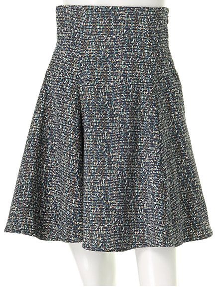 ツイード風プリントハイウエストフレアスカート