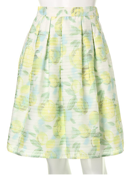 フルーツ柄ボーダータックスカート