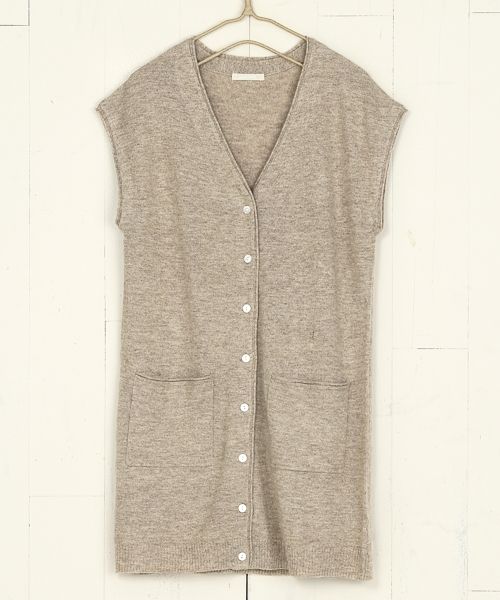 【3,000円(税込3,240円)】アルパカ混ウールニットロングジレ