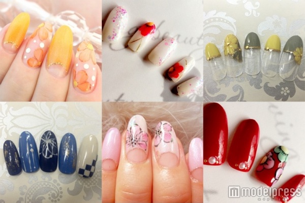 お正月にぴったり新春“花柄”ネイルで和風可愛く！／画像提供クーポンランド