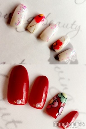 レトロフラワー「Loveing beauty」（上）、モダンポップ「Loveing beauty」（下）／画像提供・クーポンランド