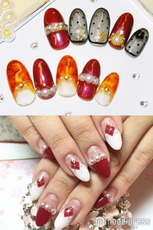 パールリングネイル「ネイルサロン VIENNA」（上）、アーガイルリングネイル「EYE（ネイル）」（下）／画像提供クーポンランド<br>
