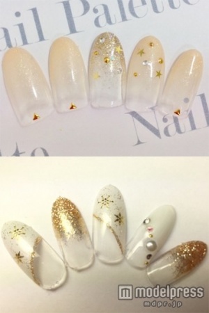 愛されスターネイル「NailPalette 銀座店」（上）、ウィンターモテネイル「Nail Salon Fascino」（下）／画像提供クーポンランド