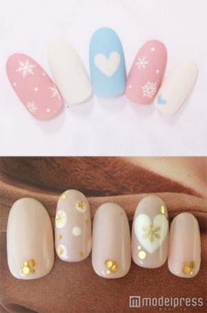 冬気分マットネイル「Richer」（上）、冬の愛されネイル「NAIL SALON LaViVi 渋谷店」（下）／画像提供クーポンランド