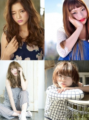 “かきあげ風エフォートレスロング”「Lond fille」担当・甲斐 紀行さん“オン眉外国人風ロング”「W's Beauty room」担当・WAKOさん“ホイップカールボブ”「Vicke」担当・築山 昌剛さん“おフェロモテカジュロング”「Lond fille」担当・石田 吉信さん（左上から時計回り）