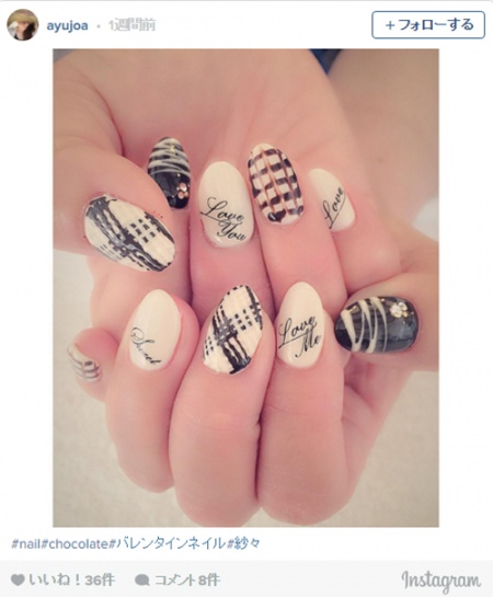 バレンタインにぴったり♡「紗々ネイル」が食べたくなっちゃう可愛さ／ayujoaさんInstagramより