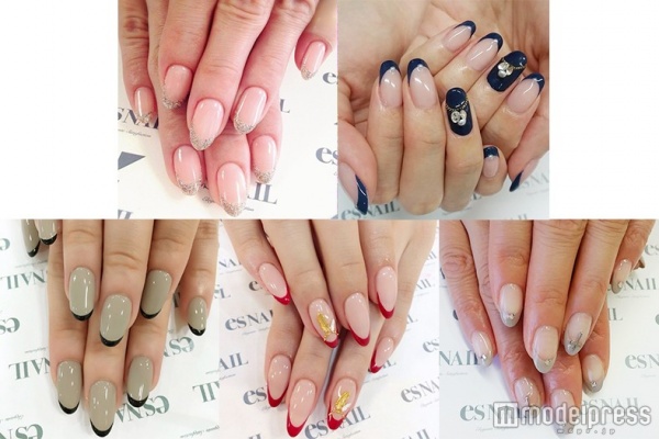 “細めフレンチ”で大人シンプルな指先を…♪／画像提供：esNAIL