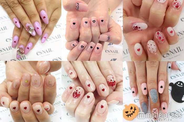 “センター小さめ”がポイント!ハートネイル6選/画像提供esNAIL