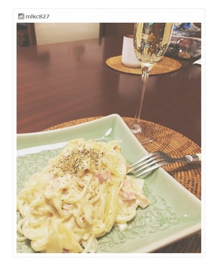 ゼンパスタで作ったカルボナーラ／mlkc827さんInstagramより