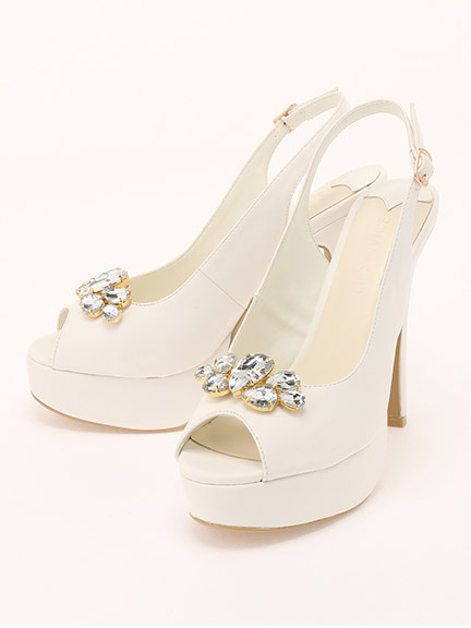 オープントゥビジューサンダル