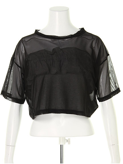 シースルーT×フリルベアチュニック