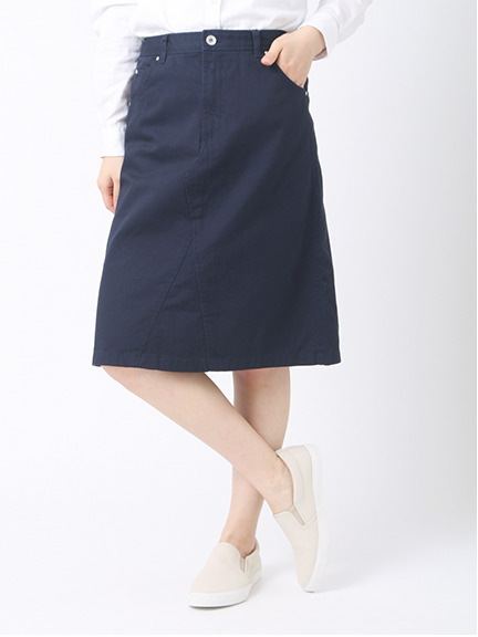 デニム抜染プリントアロハ柄 膝丈タイトスカート