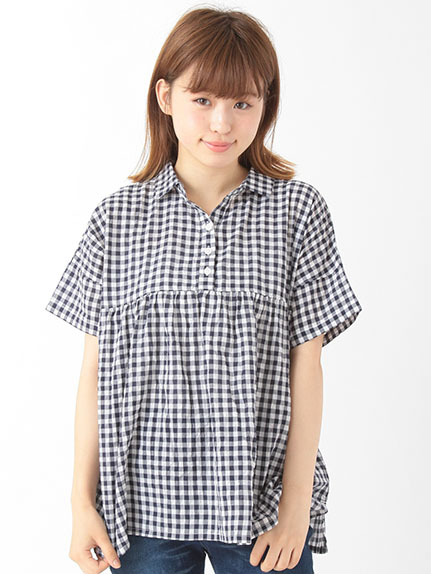 ギンガムプルオーバーシャツ 1703027-23-11-11