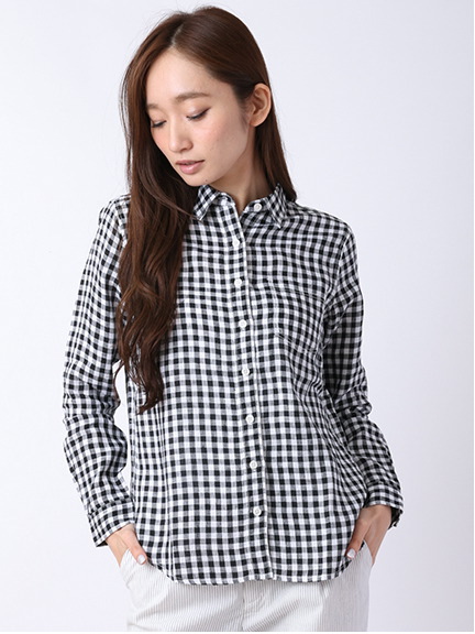 フレンチリネンギンガムシャツ 1702669-22-18-11