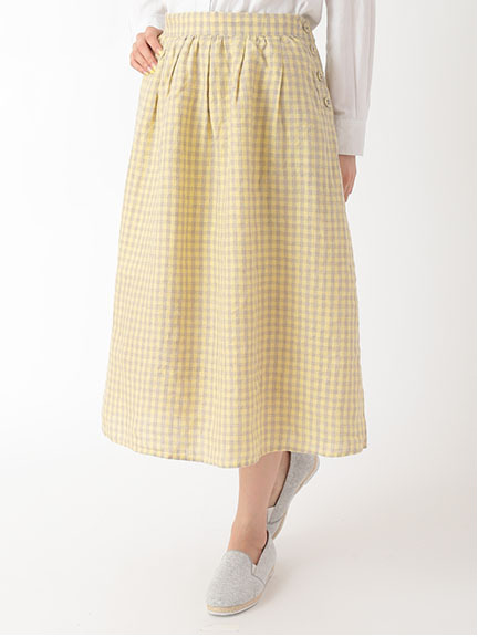 リネンギンガムスカート 1501317-22-11-11