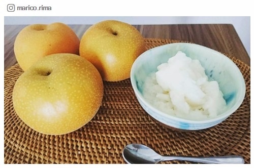 「梨シャーベット」ならダイエット中でも罪悪感ゼロ！簡単作り方／marico.rimaさんInstagram