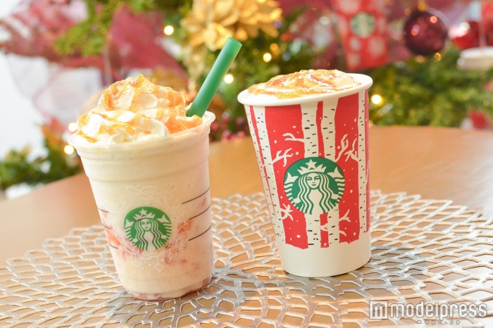 (左から)ベイクド アップル フラペチーノ(R) 、ホット ベイクド アップル(C)モデルプレス