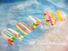 簡単なのに夏っぽくて可愛い♡カラフルデザインのジェルネイル