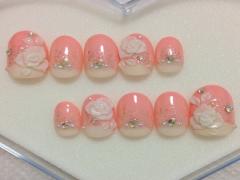 爪先を花柄ネイル３Ｄでもっと可愛く大変身♡