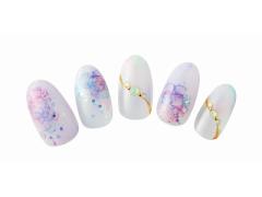 指先に溶け込む儚げな華。100均グッズだけで作る'水彩ネイル' How to♡