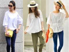 むっちり二の腕は「白ブラウス」で爽やかにカバー！