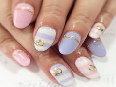 夏ならボーダーネイルでしょ♡ガーリー派のためのパステルネイルカタログ