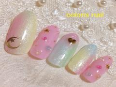 女の子らしさ100％♡（パステルor夜空）お月様ネイルでキラリと光る指先に。