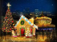 東京ドームシティ、スイーツイルミで甘いトキメキを　光り輝くお菓子の家やツリーが出現